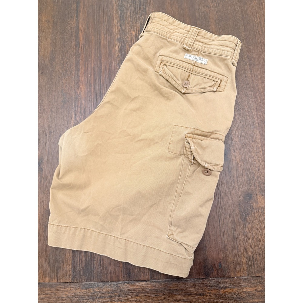 Polo Ralph Lauren Mens Cargo Shorts Tan Khaki Cotton Size 40 - Picture 11 of 12